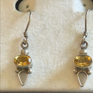 Elegant Citrine and Sterling Silver Gemstone Dangle Earrings